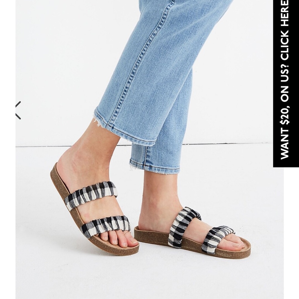 Madewell Loretta Slide Sandal in Gingham Check